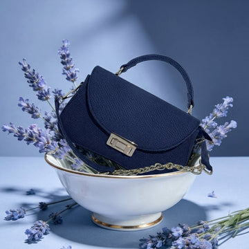 Navy Textured Chain Crossbody Bag