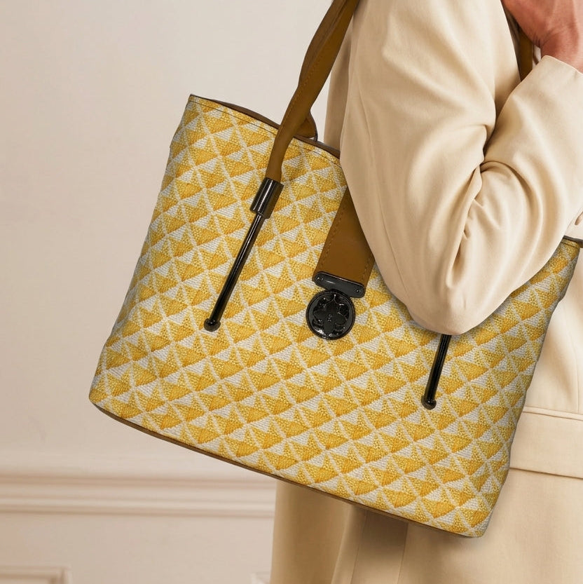 Mustard Yellow Leatherette Shoulder Tote