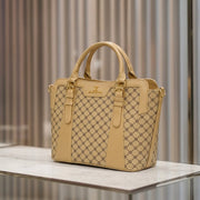 Beige Printed Shoulder Tote Bag