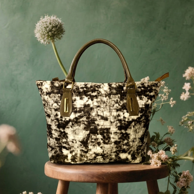Woven Leather Tote Bag – Tie-Dye Edition