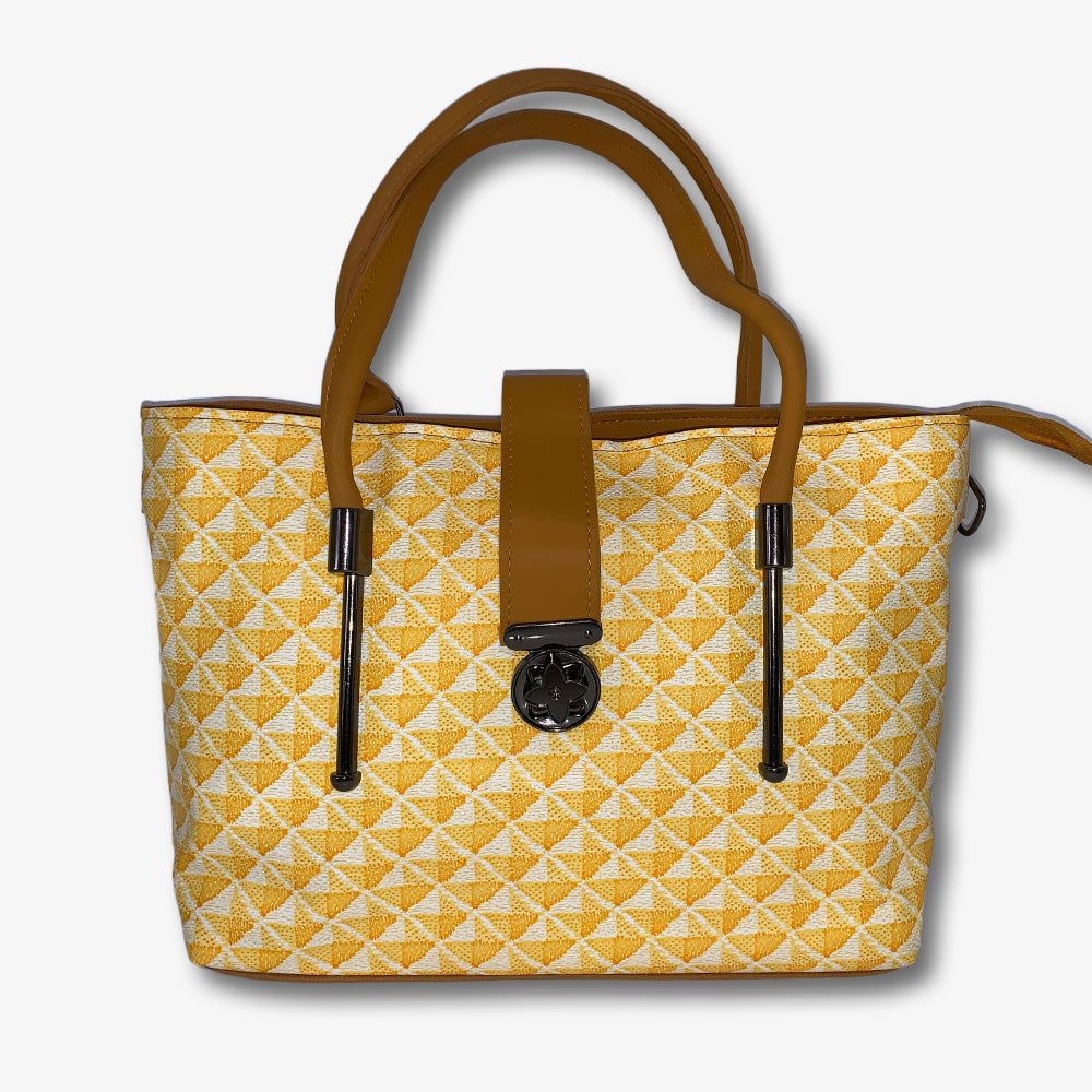 Mustard Yellow Leatherette Shoulder Tote